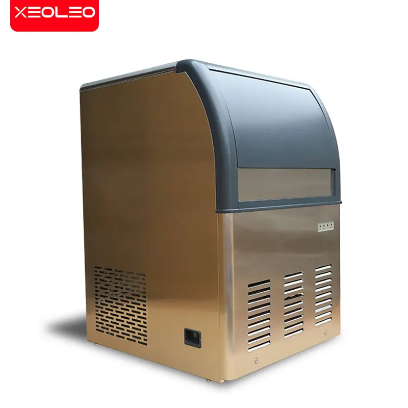 XEOLEO-máquina de hielo comercial R134a, máquina de hielo con capacidad de 54kg/24h, para tienda de té con leche/café/restaurante, almacenamiento de 26kg