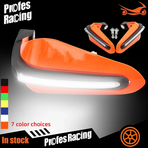 Guardamanos con luz LED para motocicleta, para la mayoría de manillares de 15mm de diámetro, ATV, Dirt Bike y otros modelos, protectores de manos, protección contra caídas