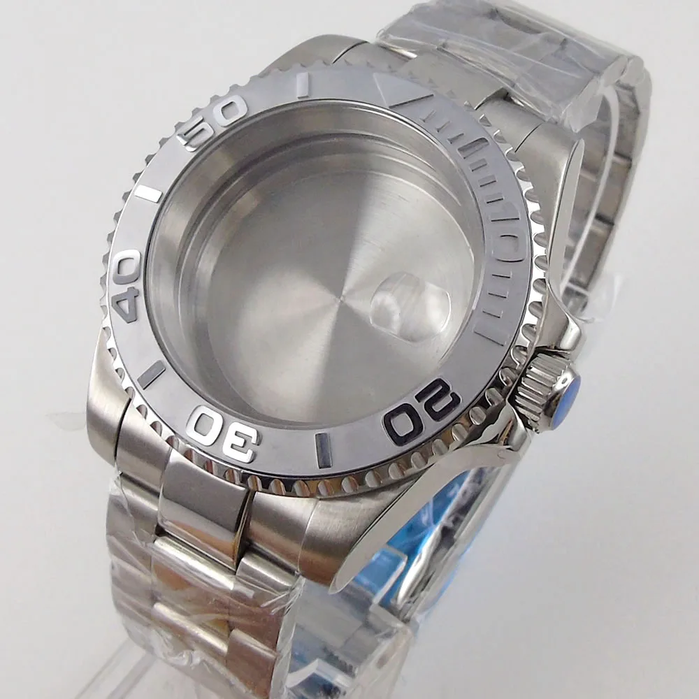 

40mm Watch Case+Bracelet Fit For NH35 NH36 Miyota 8215 821A ETA 2836 Movement Sapphire Glass Date Cyclops 120 Clicks