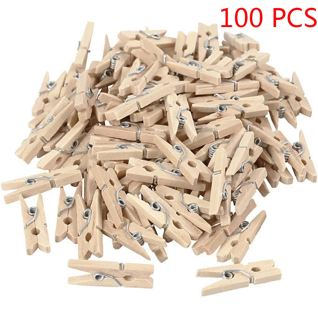 50/100pcs Wood Clip Photo Album Clamp DIY Picture Mini Clothespin Home Laundry Clothes Pin Wall Hanging Peg Clip Set