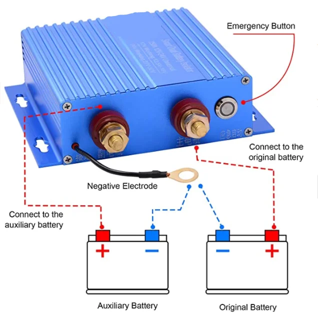 Imagem -05 - Relé de Tensão de Alta Corrente Carro Interruptor Isolador de Bateria Dupla 12v 24v Universal de Carregamento de Controle de Energia Conexão Automática 250a