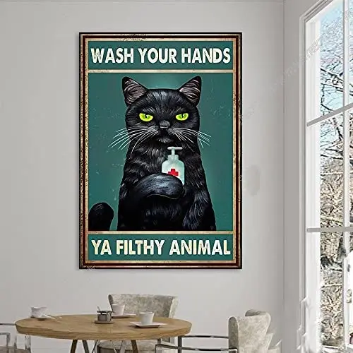 

SIGNCHAT Wash Your Hands Ya Fithy Animal Cats Yard Garden Farm Wall Decor Poster Metal Sign 8x12 inches