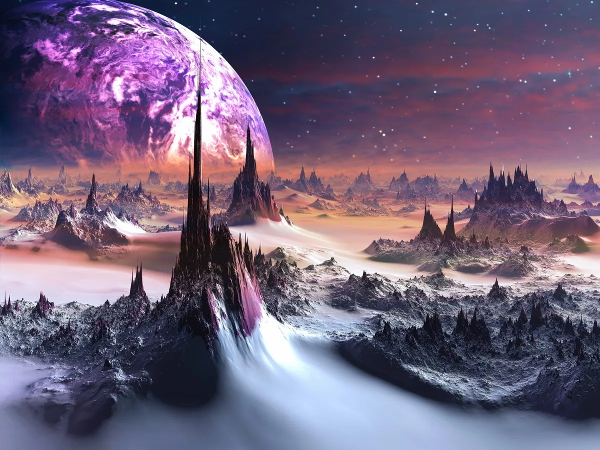 

Sci-fi Star Scifi Purple Planet Scene Mountain Earth Space Galaxy wars backgrounds Computer print party photo backdrop