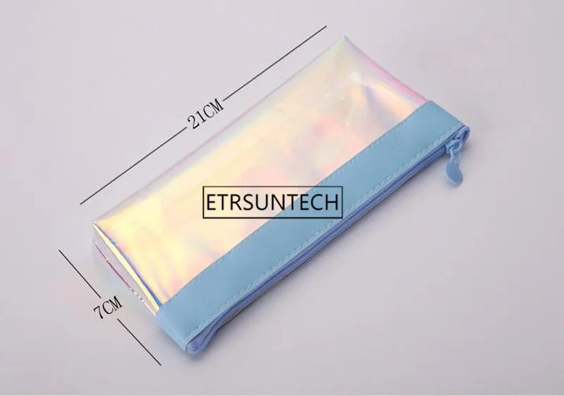 50pcs Creative Holographic Pencil Case Kawai Glitter Pencil Cases Laser Cosmetic Storage Bag for Girl