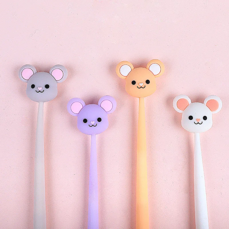 24PCS New Cute Idea South Korea's 0.5mm Black Balloon Mouse Gel Pens Card Water Pen Student Stationery Kawaii School Supplies