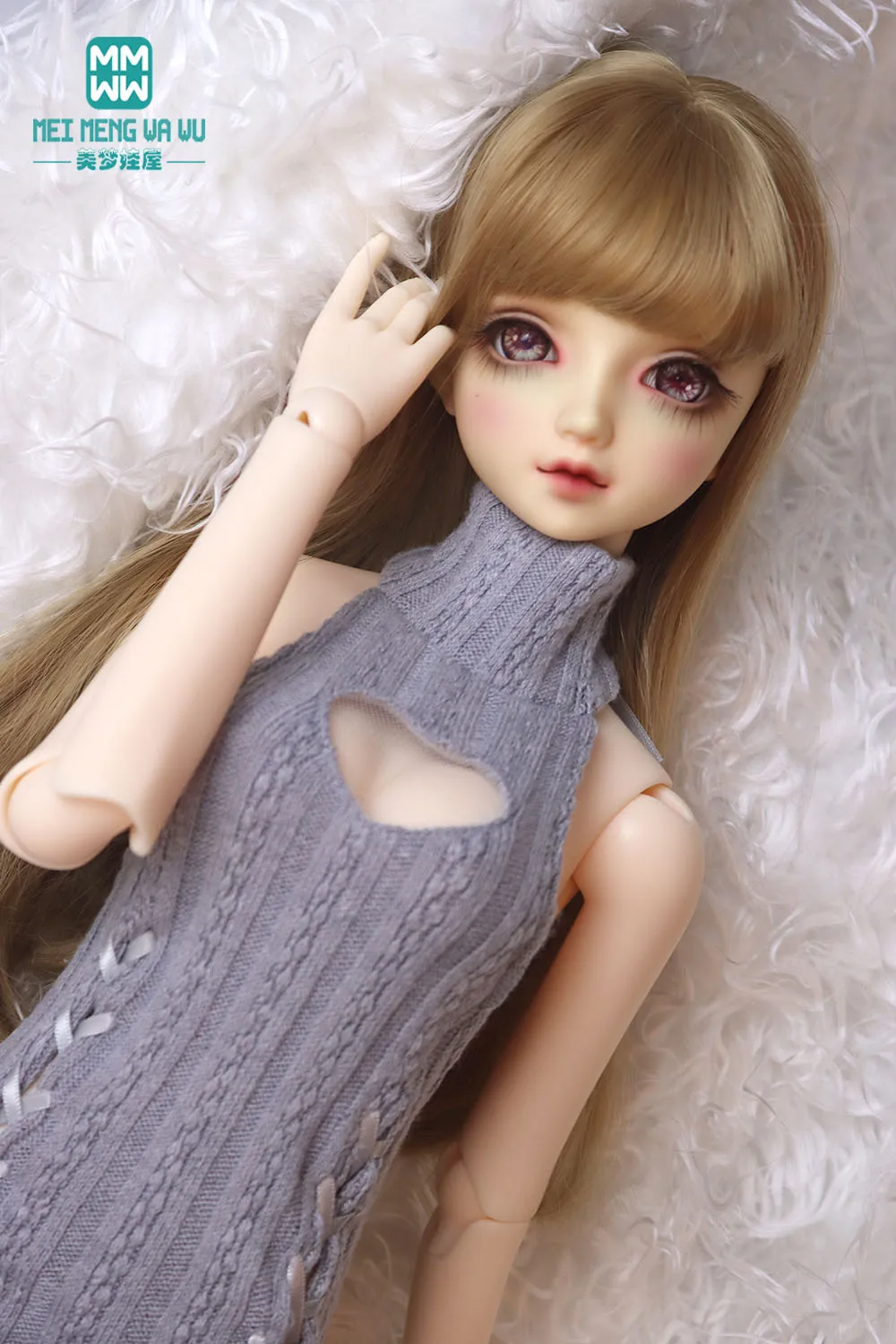 43-75cm BJD doll Clothes 1/41/3big bust and uncleDD SD DDL MSD Toy spherical joint doll Fashion halter sweater dress Girl\'s gift