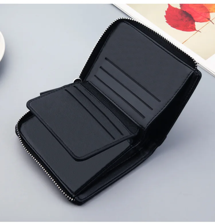 Men's Short PU Leather Wallet with Zipper Coin Pocket description 12