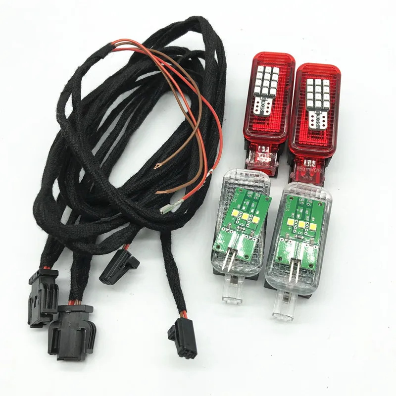 Auto LED Rosso/Bianco Porta Spia con Cavo cablaggio Per Audi A3 S3 A4 B7 B8 S4 A5 A6 C7 S6 A7 A8 S8 Q3 Q5 Q7 RS3 RS4