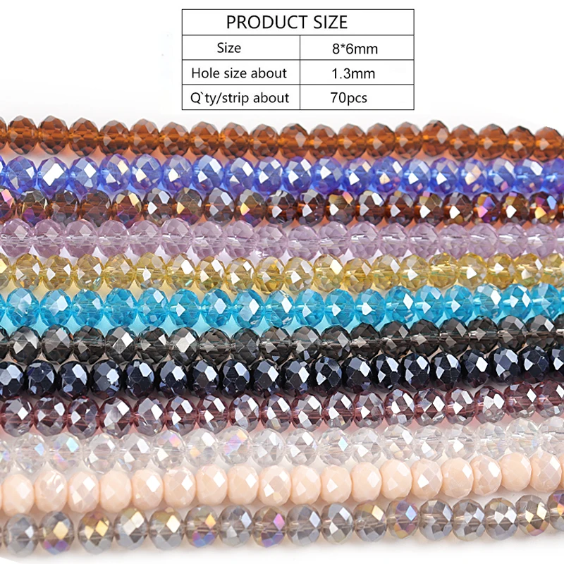 130pcs Natural Faceted Glass Beads Cut Face Shiny Bead Multicolor Crystal Loose Beads For Needlework Jewelry Making Bracelet Diy