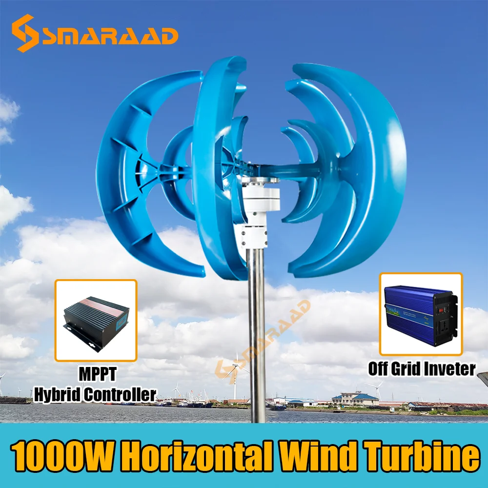 Imagem -04 - Turbina Eólica Vertical com Controlador de Carregamento Mppt 1000w 12v 24v Gerador Eólico Vawt Pequeno Moinho de Vento Energia Livre