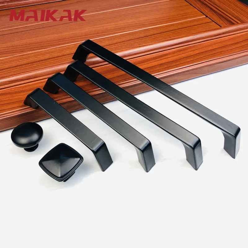 MAIKAK FAST SHIPPING Black Finish Piano Black Hardware Collection European Style Garden Cabinet Handle Knob Door Pull Kitchen