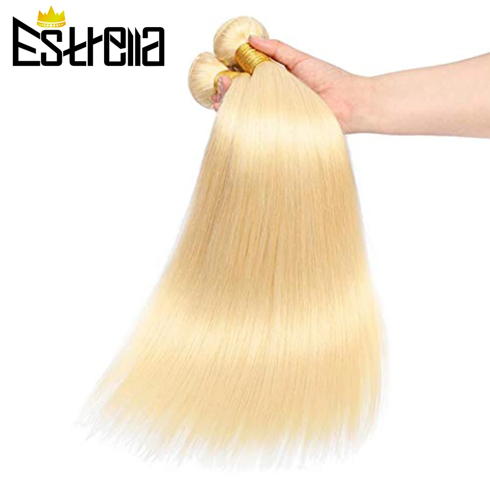 613 Hair Bundle Blond Straight Human Hair Bundles Deal Peruvian 6Pcs Remy Honey Blonde Hair Extensions for Women 100% Human Hair