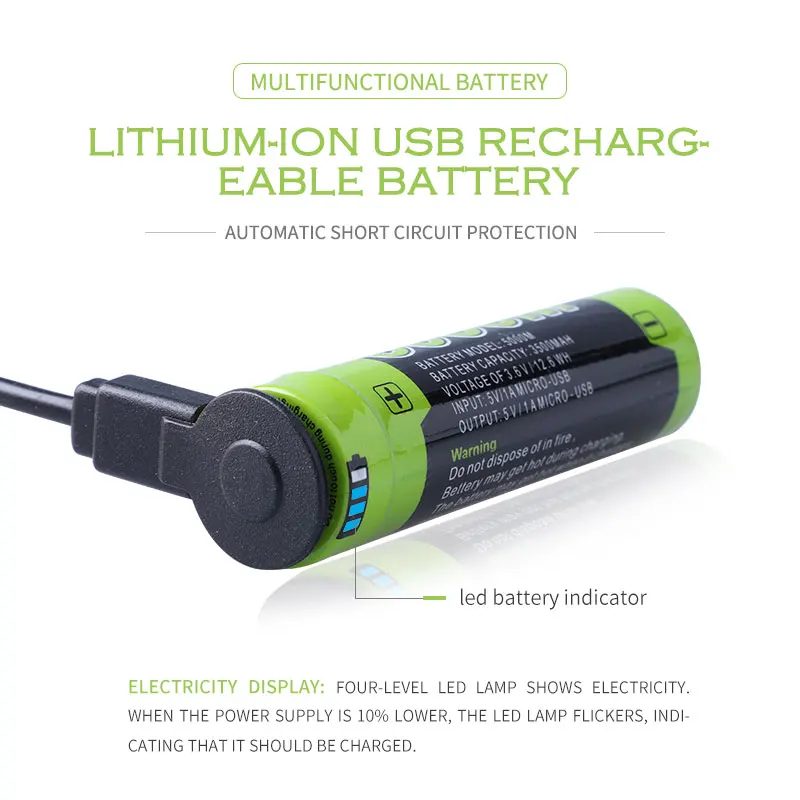 3500MAH 18650 Battery USB Battery Charger For flashlight Electronic equipment li ion 18650 battery ncr18650b