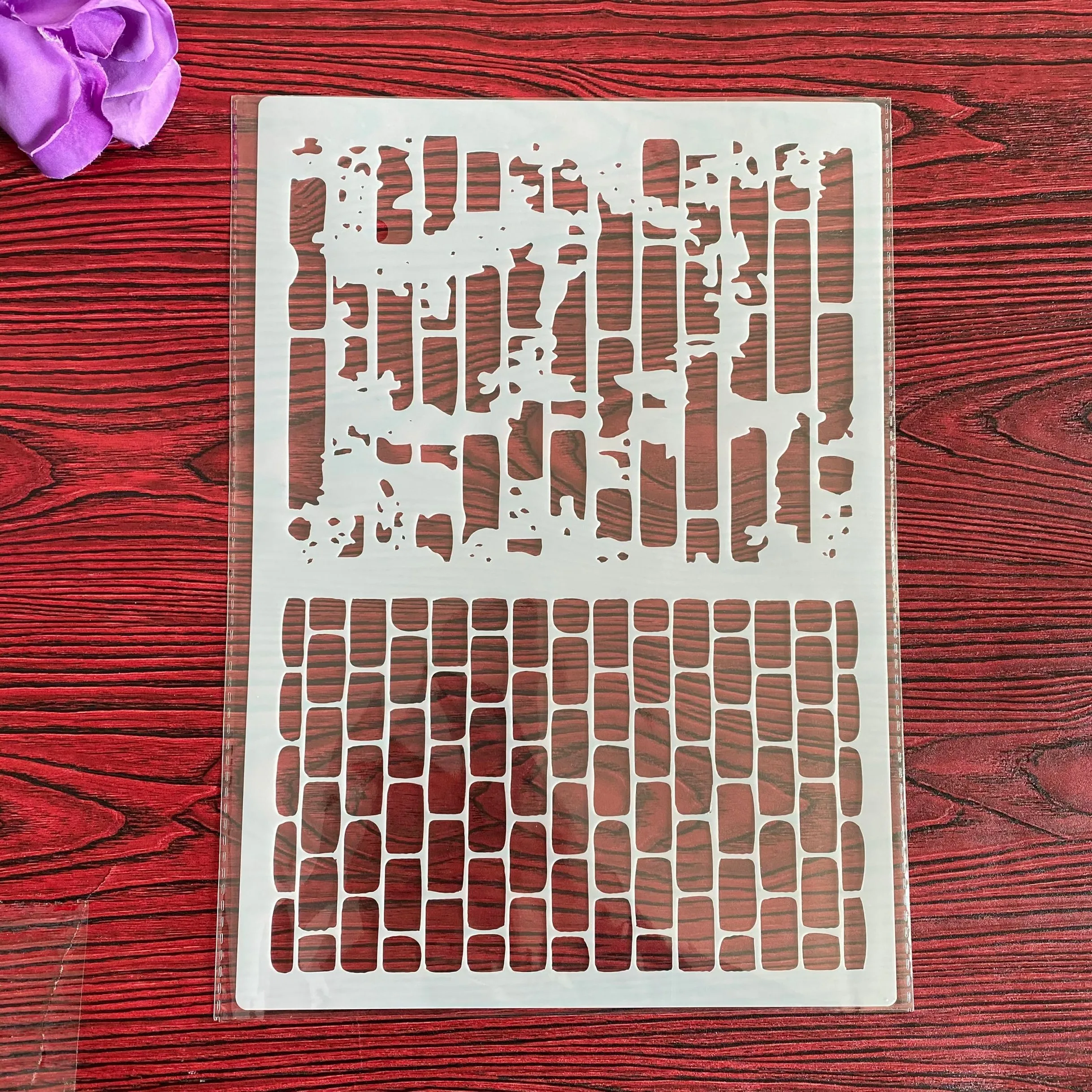 A4  Design Stencil for Wall Painting Scrapbooking Stamp Album Decorative Embossing Craft Paper DIY Brick square Stencils