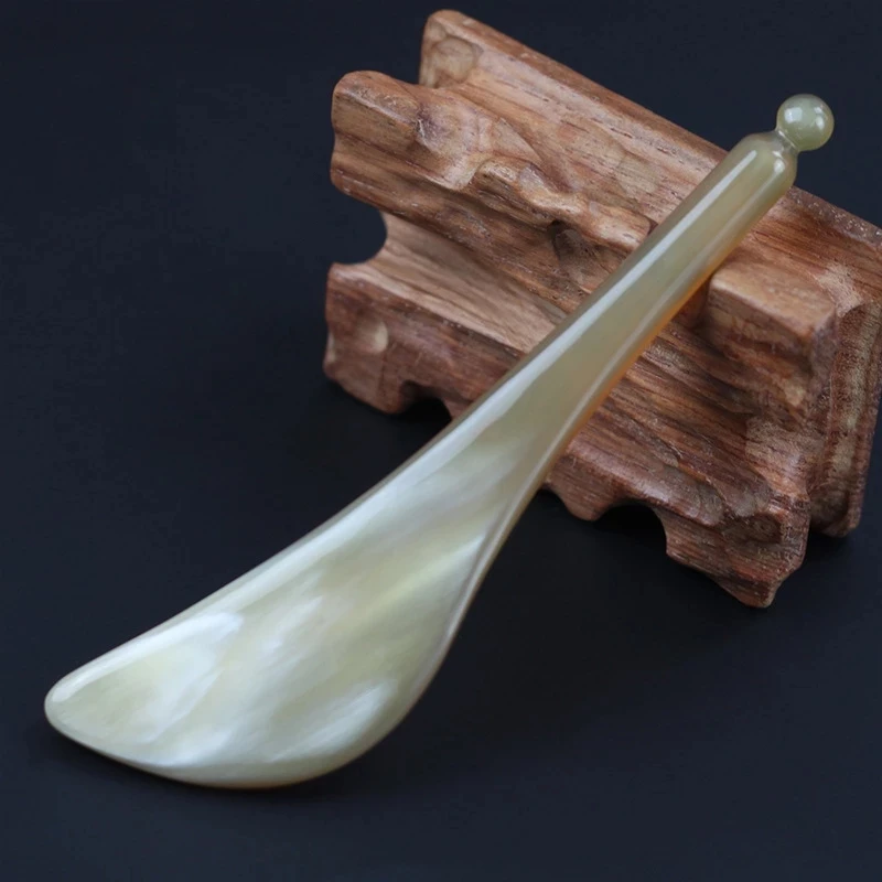 Raspador Gua Sha Natural, palo de tendón de cuerno de buey blanco, masajeador Facial, belleza, salud, relajación, ojos, cuello, espalda, cuerpo, cara, cuidado de la piel