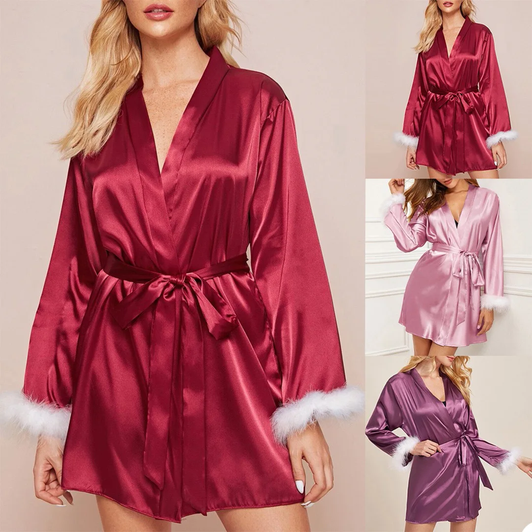 Moda vestidos de noiva cinto sexy roupão de banho feminino lingerie pijamas pijamas roupa de dormir feminina de luxo vestidos housecoat