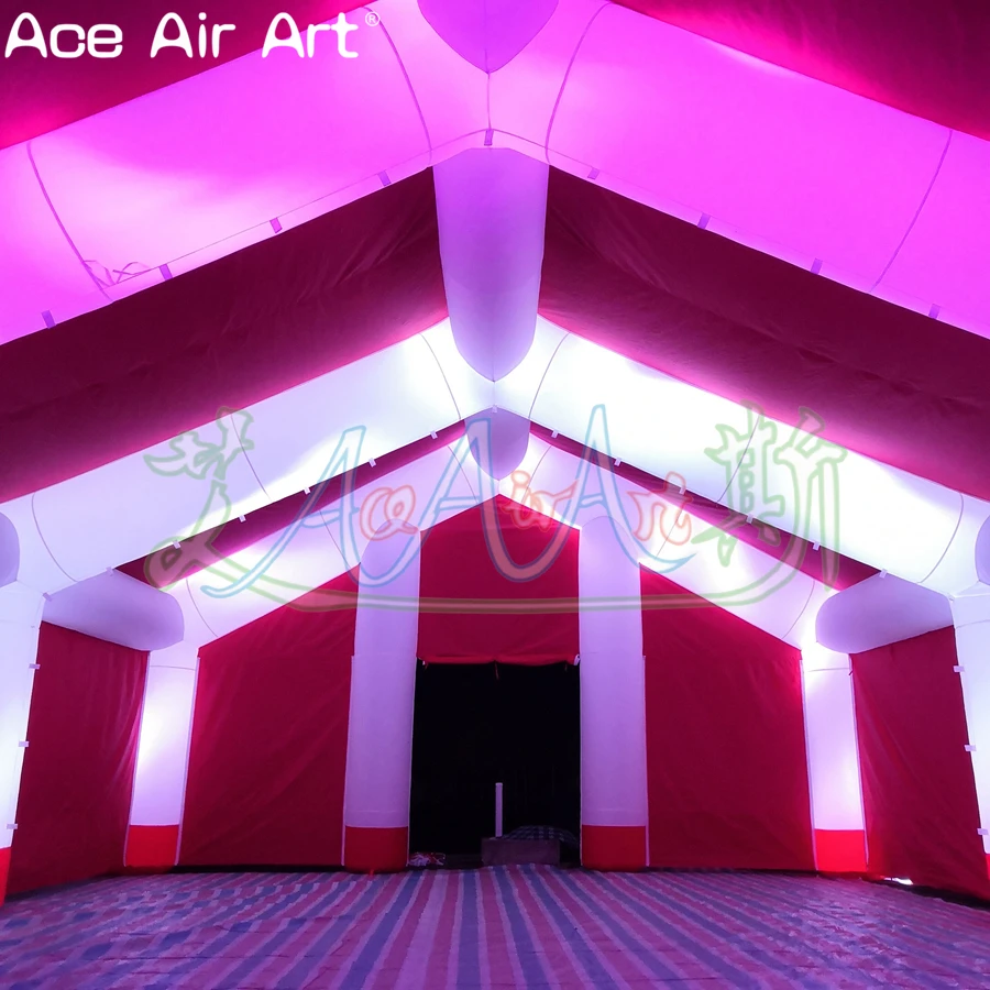 Mooi opblaasbaar rood huis, opblaasbare trouwtent met verlichting voor buitenactiviteiten/feest/tentoonstelling gemaakt door Ace Air Art