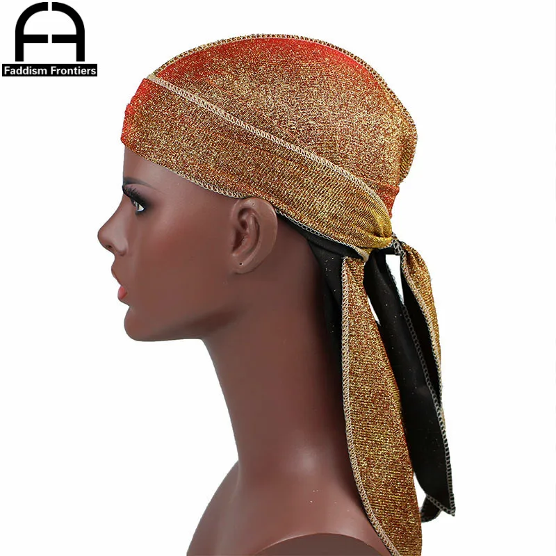 Unisex Men Women Shiny Silk Durag Long Tail Breathable Durag Bandanas Turban Hat Waves Cap Hair Cover Headband Headwrap Du Rags