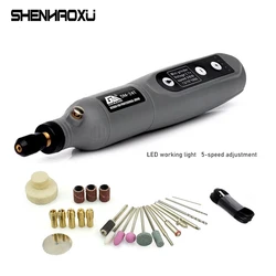 Mini Elektrische Molen Set Draadloze Boor Rotary Tool Houtsnijwerk Pen Voor Frezen Graveren 3.6V Usb Charger Led Werken licht