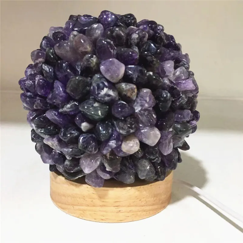 

Natural hand made mixed materials chips crystal table lamp healing stones for decoration