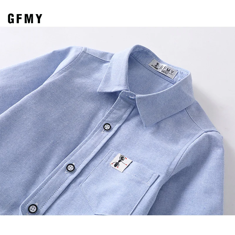 GFMY 2020 Summer Hot Sale Children Shirts Casual Solid Cotton Solid Color Blue White Short-sleeved Boys Shirts For 2-14 Years