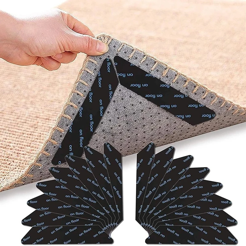 

8pcs Carpet anti slip Anti Curling patch Reusable Washable Carpet Patch fixed sticker Floor Rug Mat Tape gripper Corners Pad