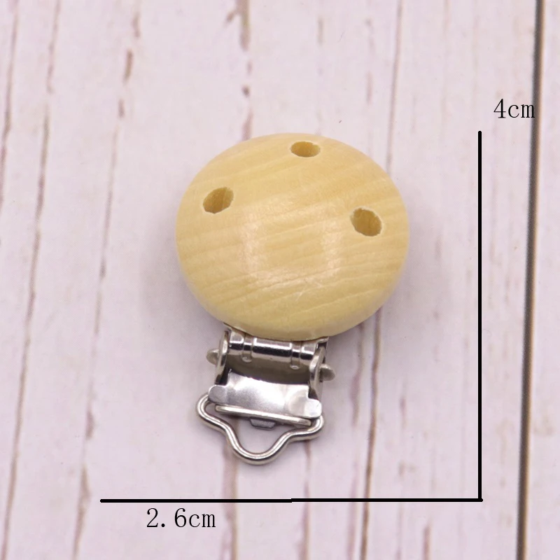 5pcs/Pack Round Metal Wooden Baby Pacifier Clips Solid Color Holders Cute Lnfant Round Soother Clasps Holders Accessories