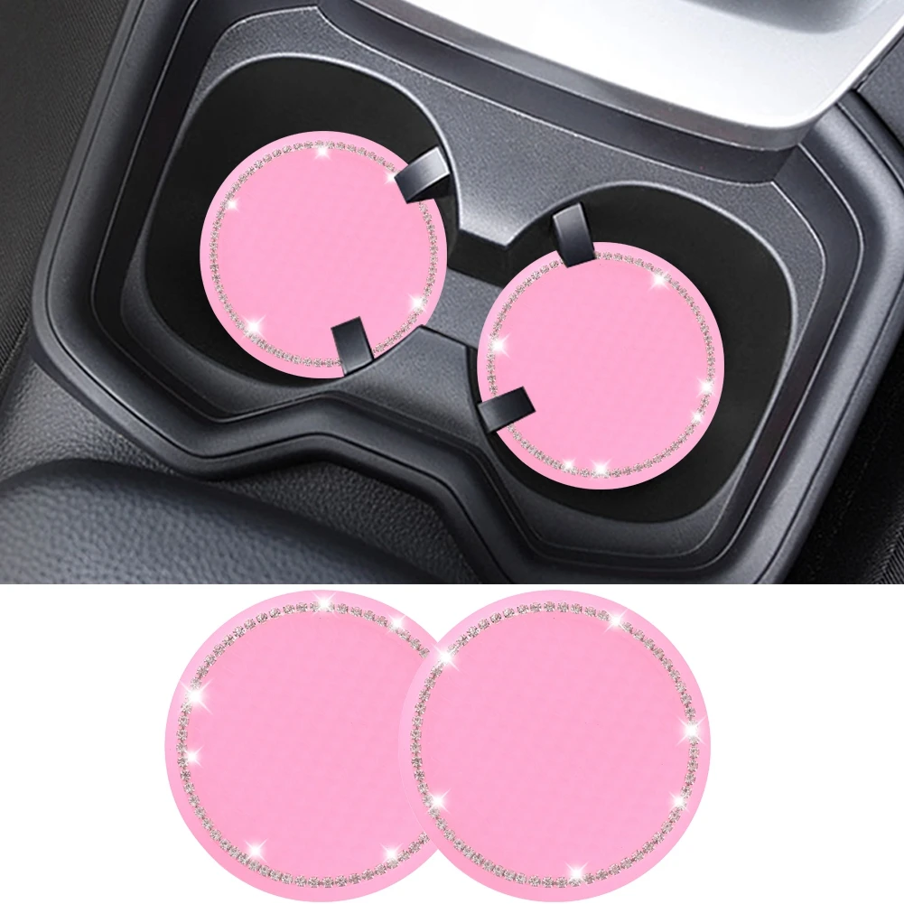 2pcs Luminous Cup Coasters Fluorescent Soft Silicone Pad Set Diamond Round for Car Auto Drink Holder Insert Coffee Coaster Pad