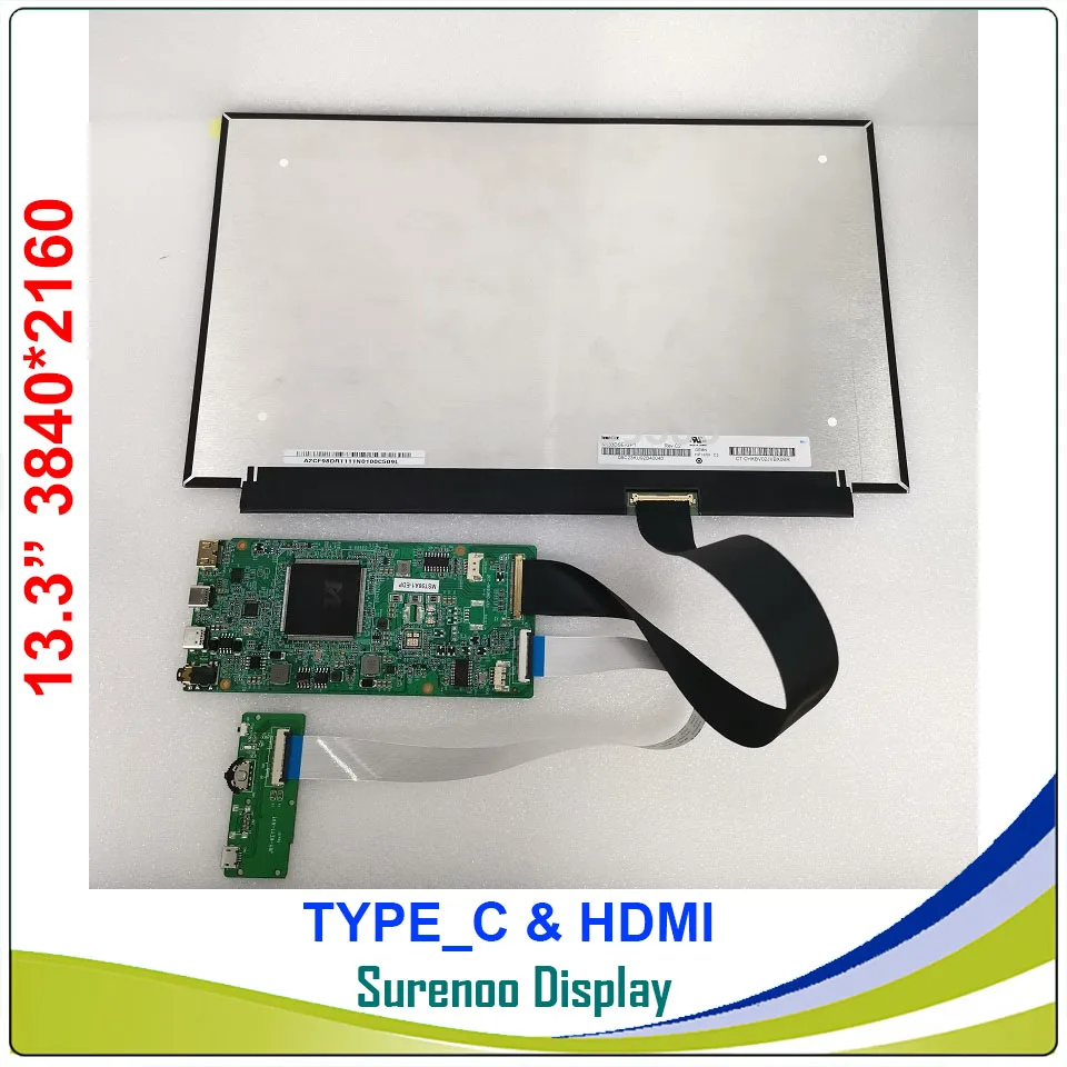13.3" Inch 3840X2160 4K HDMI-Compatible LCD Module Monitor Screen Display Panel Type_C for Windows & Android Cable Projection
