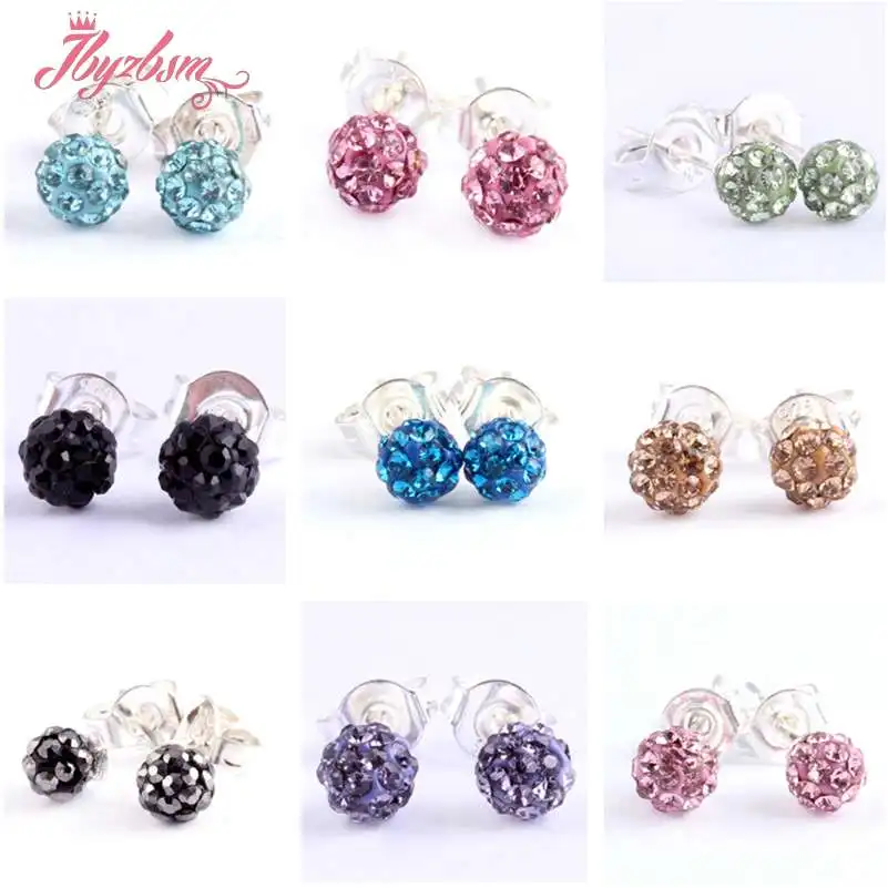 4mm Ronda Rhinestones de La Cz Cristal Pavimenta la Arcilla de la Bola de la Gema Piedra Cuentas Blancas de Plata Tibetana Pendiente 1 Par, Envío envío libre Al Por Mayor
