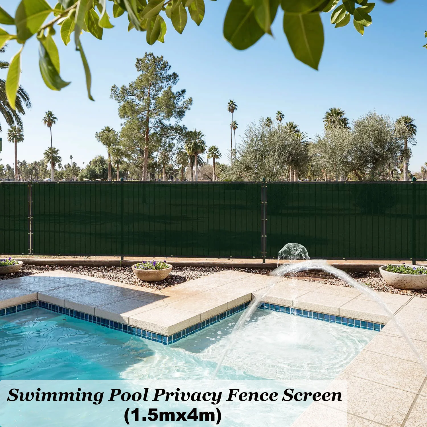 Swimming Pool Fence Privacy Screen,Garden Fence for Privacy,Outdoor Backyard Shade Windscreen Mesh,Cable Zip Ties Include-Green