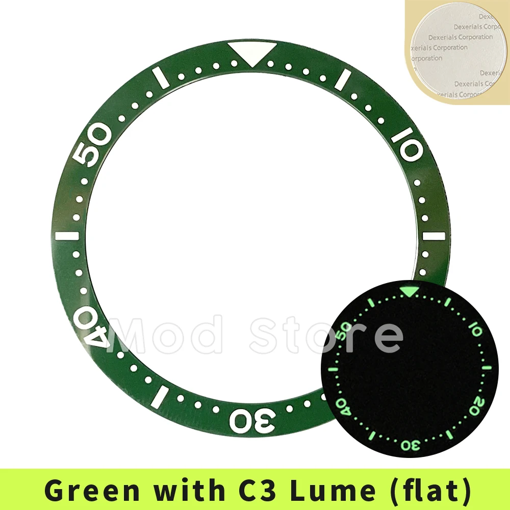 SKX007/SRPD Mod Flat Ceramic Bezel Insert Green Color 38mm C3 Lume