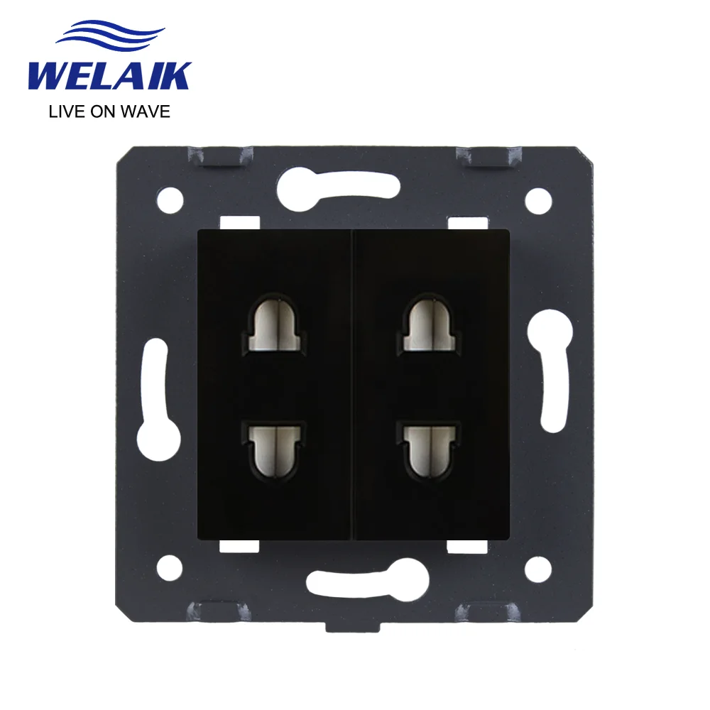 WELAIK EU Standard 2-hole Multi-function DIY Parts-Wall  Socket Parts-Without Glass-Panel  45*45mm A82TSW