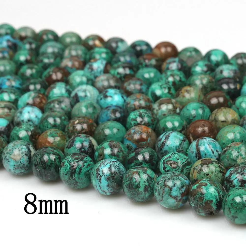 

Natural Round Chrysocolla Gemstone Loose Beads 8 mm For Necklace Bracelet DIY Jewelry Making 15inch Strand