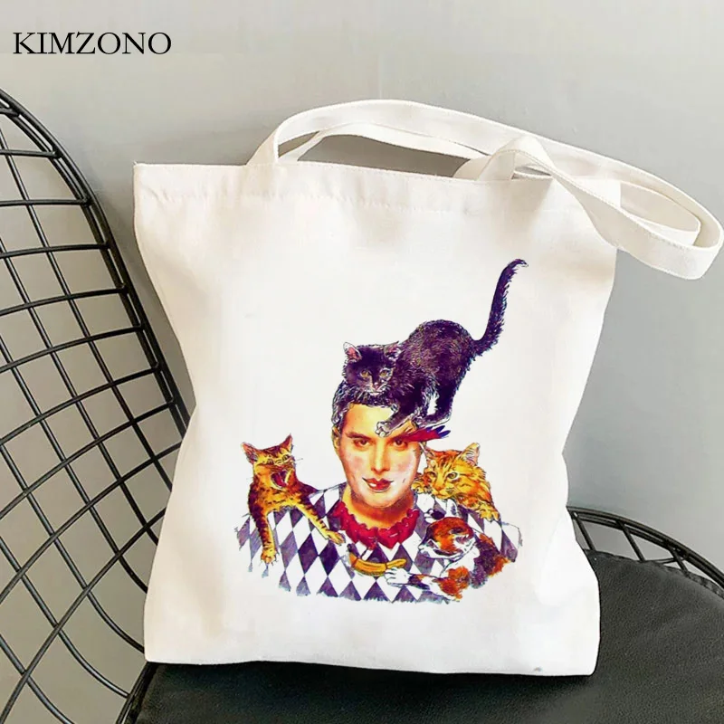 Freddie Mercury shopping bag shopping bolsa bolso borsa di iuta borsa di tela panno ecobag bolsas riutilizzabili tote cabas