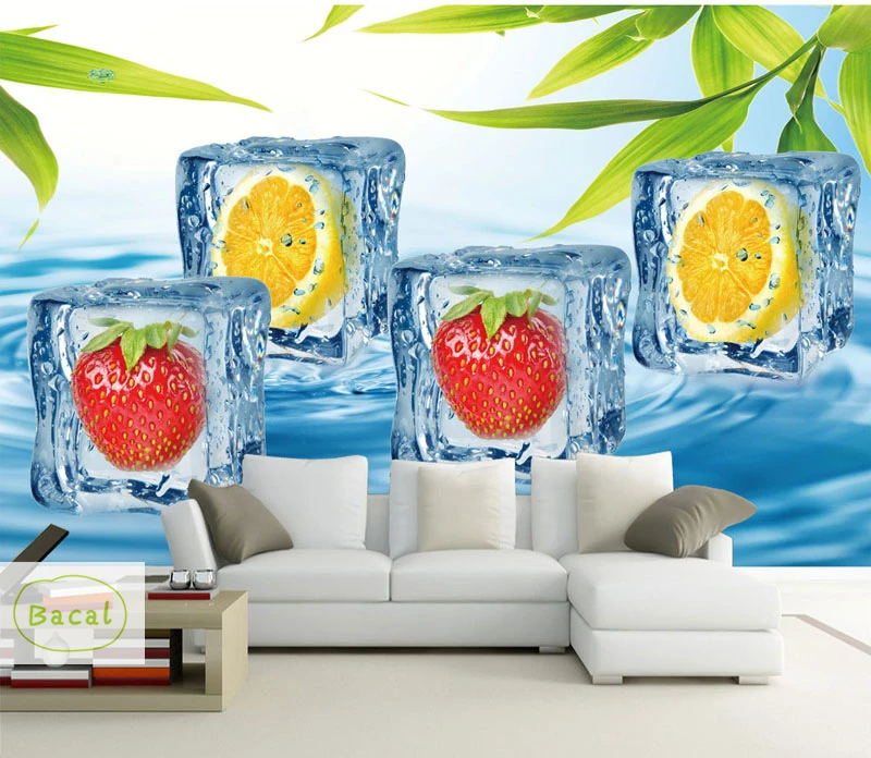 Bacal 3d papel Murals Water drop fruit orange 3d wallpaper Murals for kitchen room photo mural dinning room 3d blue wall mural