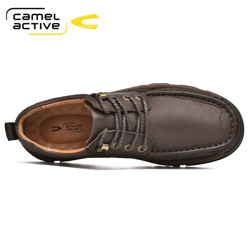 Camel Active New Genuine Leather Men Casual Shoes Comfortable Fashion Footwear Soft Cowhide Male Lace-up Shoes