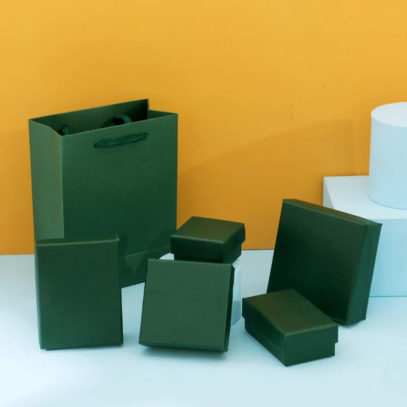 

24Pcs/lot Green Packaging Box Holder Paper Container Jewelry Display Gifts Party Ring Brooch Necklace Package Storange