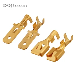20 Pcs 7.8mm Crimping Plug Spade Connector Copper Pin Male Female Terminal Block For Car Battery Car