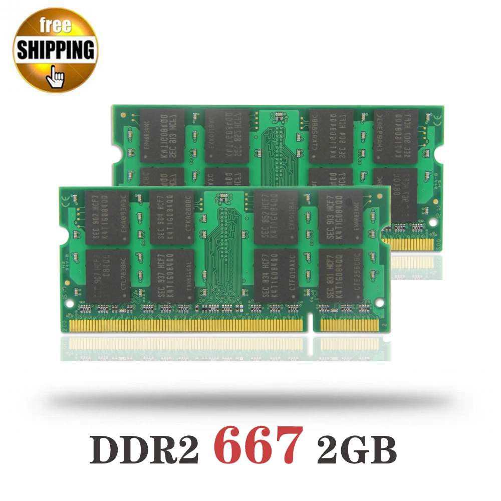 Laptop Memory Module Ram SDRAM DDR 2 DDR2 667 MHz 200-PIN 2GB SO-DIMM PC2-5300 CL5 Notebook Memoria Rams DDRⅡ 667MHz 200PIN