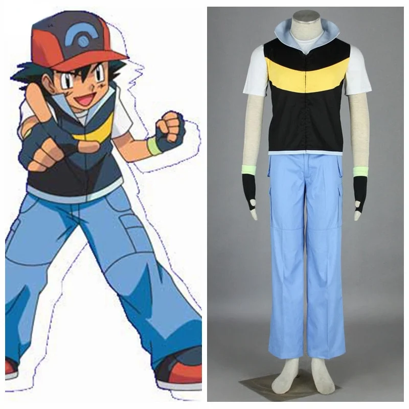 Anime Pocket Monster Ash Ketchum Halloween Cosplay Costume for Customize Size