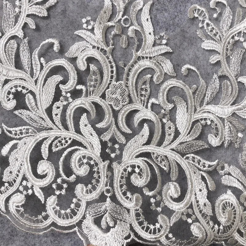 12Y-3Y-1Y. Elfenbein, Breite 43cm/40cm, Rayon-Spitzenstoffbesatz, Hochzeitskleid, Rock, breiter Schleppenschleier, Spitzenzubehör RS2904 – Detail 11
