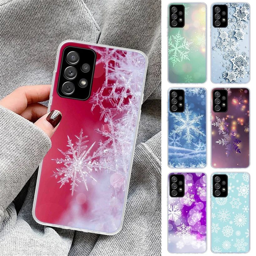 snowflake Winter white snow Christmas Phone Case for Samsung Galaxy A54 A53 A52 A14 A13 A12 A24 A23 A22 A34 A33 A32 A04S A03S