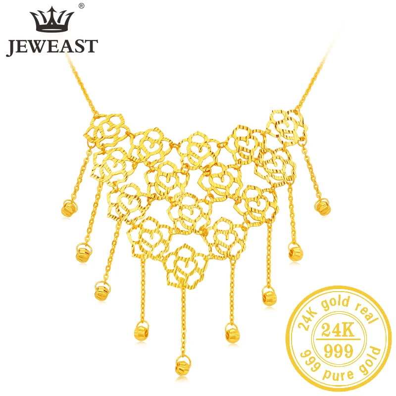 

JLZB 24K Pure Gold Necklace Real AU 999 Solid Gold Chain Beautiful Upscale Trendy Classic Party Fine Jewelry Hot Sell New 2023