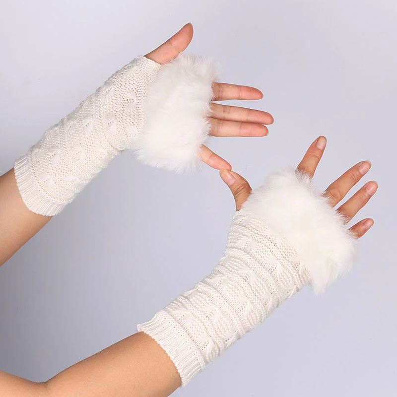 Furry Sleeves Winter Keep Warm Arm Sleeves Knitted Plush Arm Sleeves Decorative Thicken Sleeves Clothing Accessories Solid Color