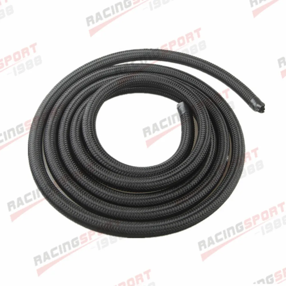 AN4 AN6 AN8 AN10 AN12 AN16 Nylon Cover Braided Oil Fuel Gas Line Hose Black