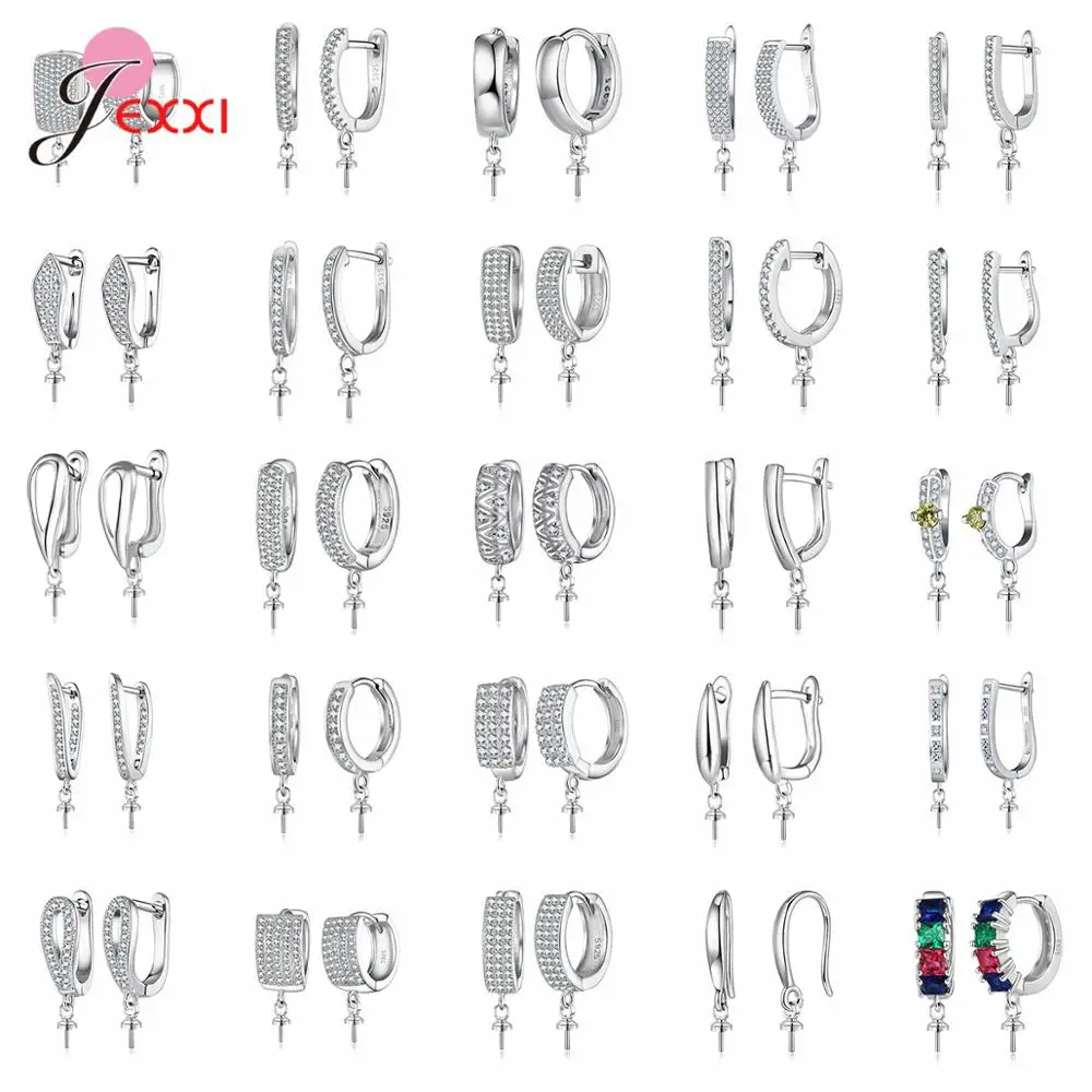 AAA Cubic Zircon 1 Pair 925 Sterling Silver DIY Earring Findings Clasps Hooks Fittings Making Accessories Jewelry