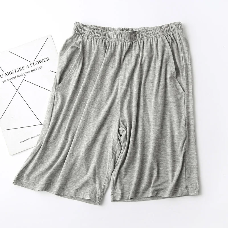 Verão novo modal feminino calças de dormir fino shorts de uma peça solta tamanho grande shorts casuais calças de bolso calças para casa bottoms