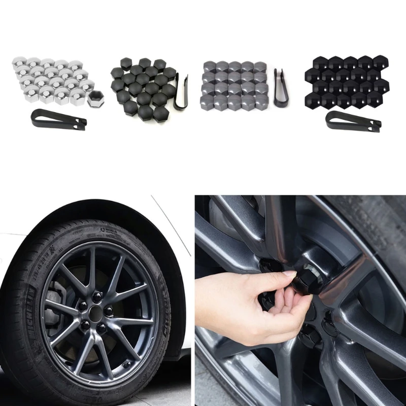 Car Wheel Nut Caps 20Pcs Car Tire Wheel Center Nut for Protection Cover Bolt Cap for Tesla Model 3 X S Dark Gray