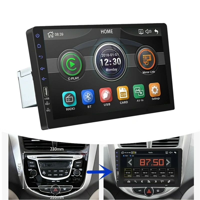 

9Inch 1Din Car MP5 Player Press Screen FM Radio Bluetooth USB AUX Mirror Link